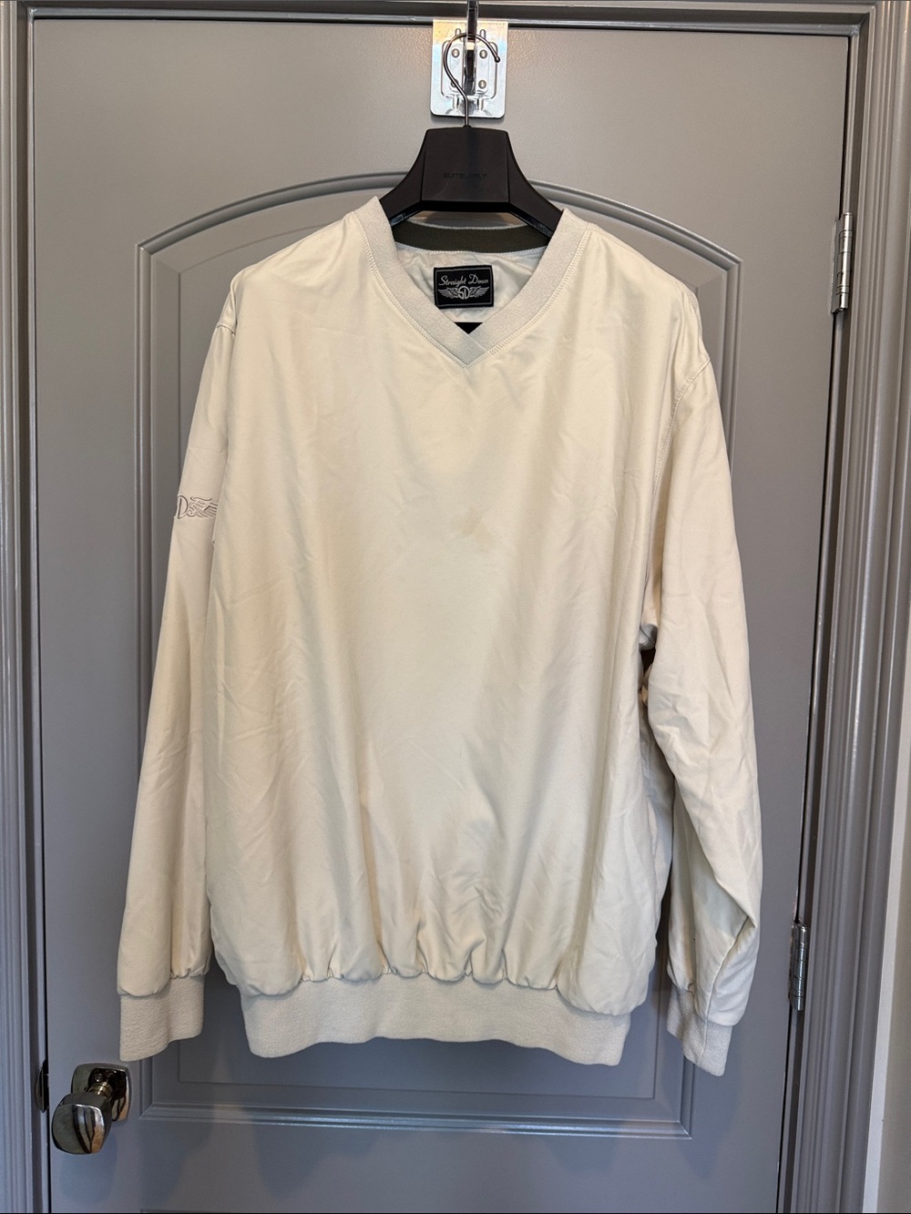 Straight Down Men's V-Neck Golf Pullover Sweater - Cream